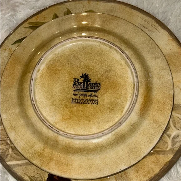 Palm Tree Design BELLAGIO HANDPAINTED  Dinner Plates - Picture 2 of 2